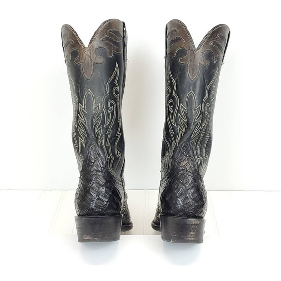Lucchese  10D Custom Hornback Caiman Burnished Mad Dog Goat Shaft Cowboy Boots - Picture 8 of 13